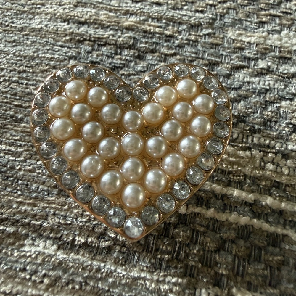 Jibbitz faux Pearl and Crystal Heart